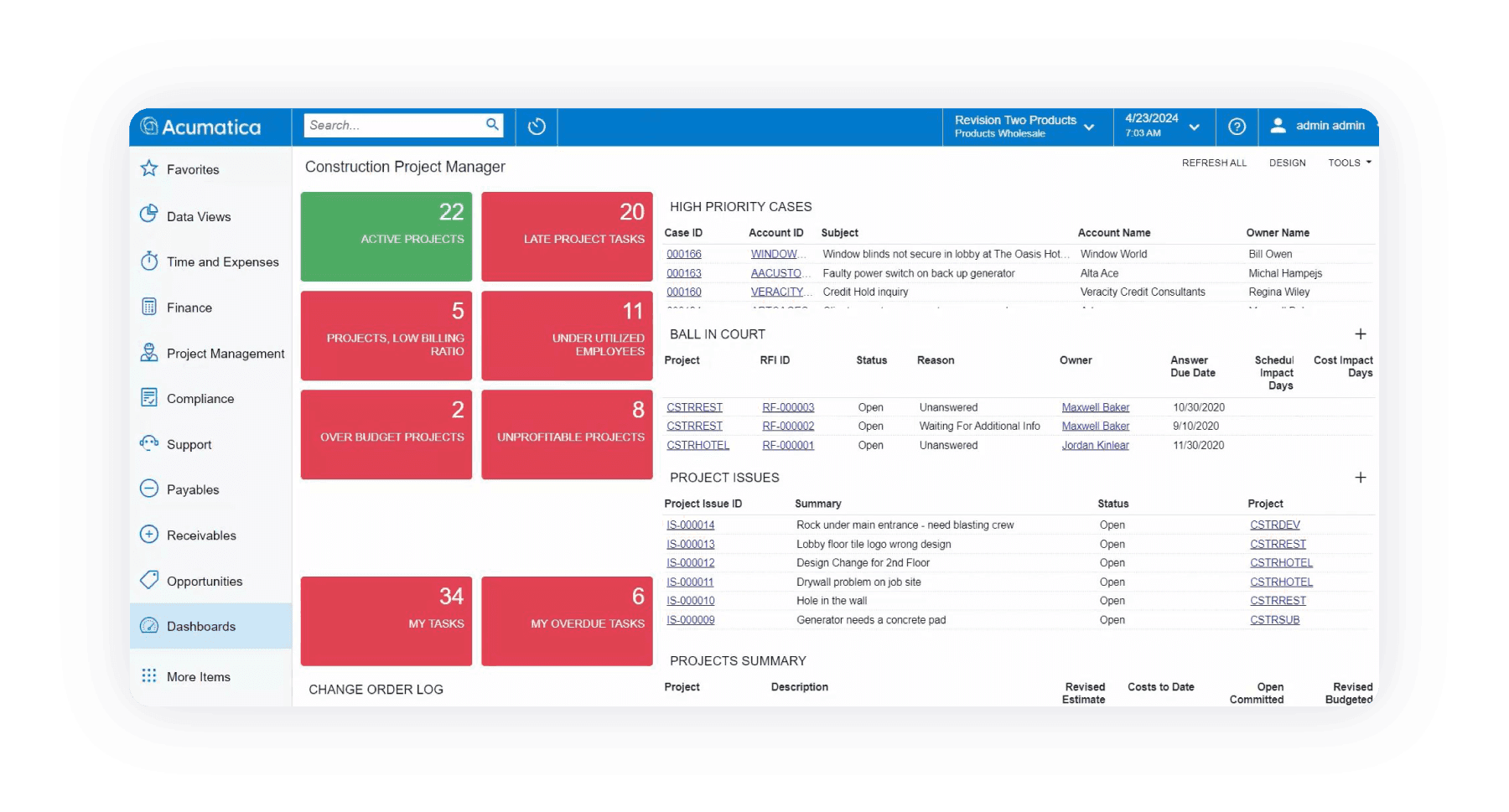 Acumatica product screenshot