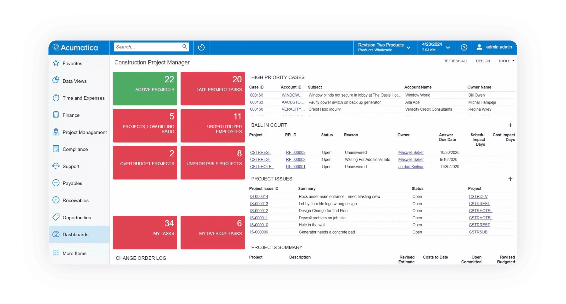 Acumatica product screenshot