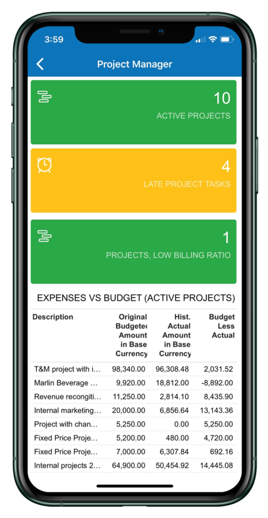Acumatica Project Accounting Suite Mobile